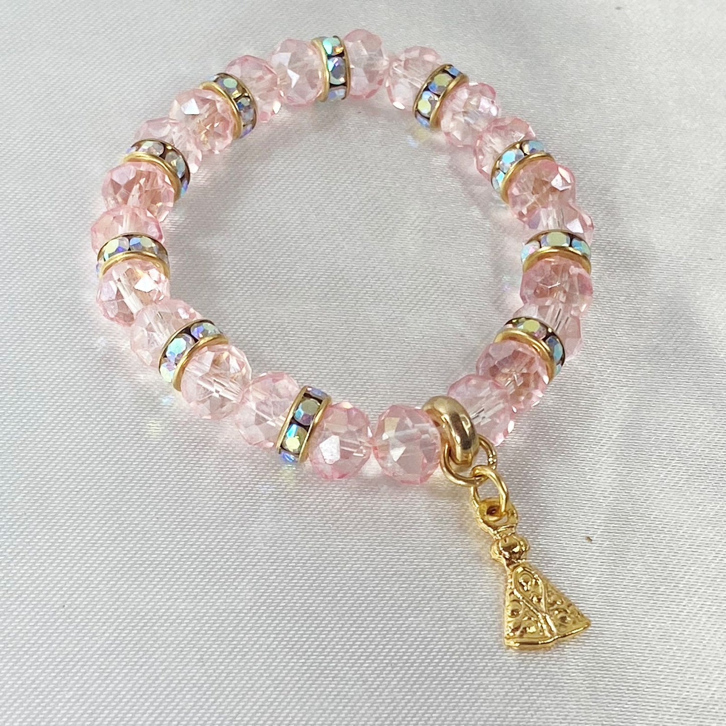 PULSEIRA CRISTAL NOSSA SENHORA APARECIDA ROSA ( 3 UNIDADES)