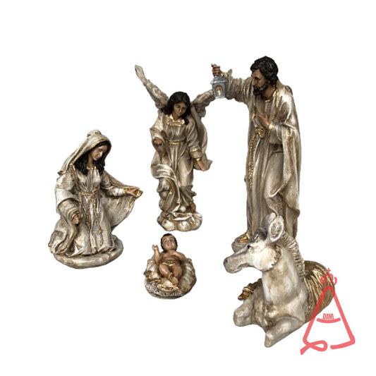 PRESÉPIO DE RESINA NACIONAL - 5 PEÇAS 28CM (CONJUNTO)