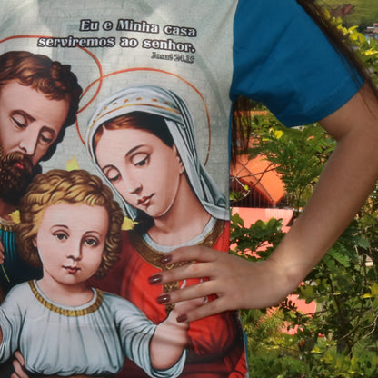 CAMISETA AZUL  SAGRADA FAMÍLIA TAMANHO GG (1 UNIDADE)