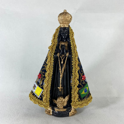 IMAGEM DE GESSO NOSSA SENHORA APARECIDA COM MANTO  MOD2 20CM (1 UNIDADE)