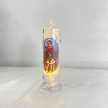 VELA ELETRÔNICA TRANSPARENTE SANTO EXPEDITO 15CM (1 UNIDADE)