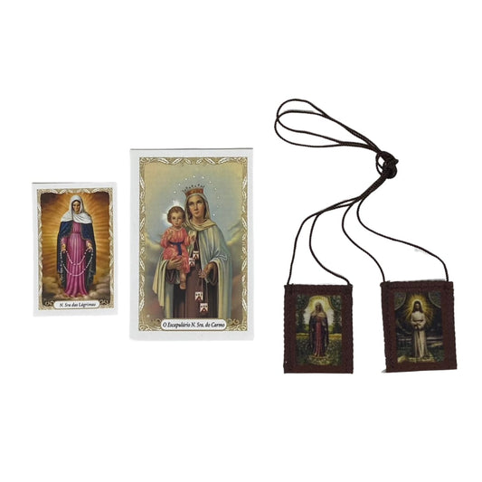 ESCAPULÁRIO DE PANO NOSSA SENHORA DAS LÁGRIMAS (6 UNIDADES)