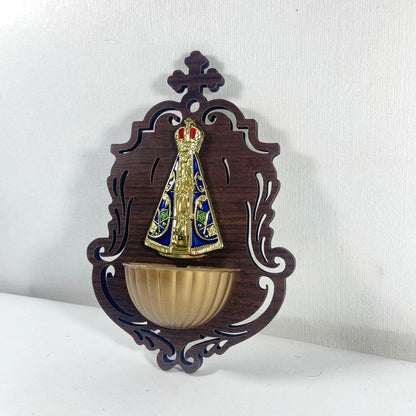 PORTA AGUA BENTA MDF NOSSA SENHORA APARECIDA EM RELEVO 18,5CM (1 UNIDADE)