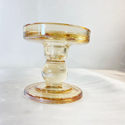 CASTIÇAL DE VIDRO BEGE 8,5CM (1 UNIDADE)