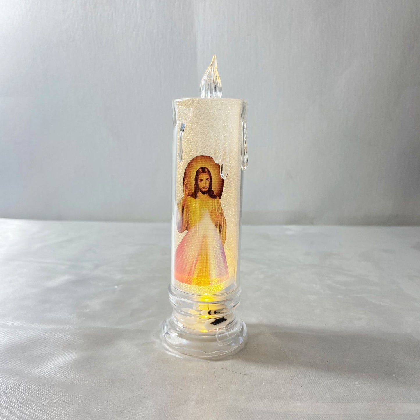 VELA ELETRÔNICA TRANSPARENTE JESUS MISERICORDIOSO 15CM (1 UNIDADE)