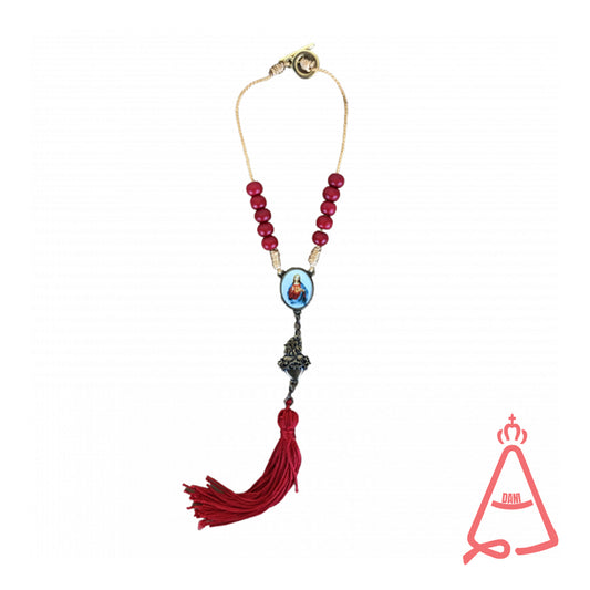 DEZENA DE MADEIRA VERMELHO SAGRADO CORAÇÃO DE JESUS (3 UNIDADES)