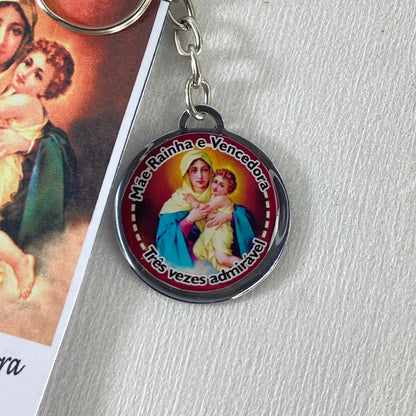 CHAVEIRO METAL DUPLA FACE COM MOSQUETE MÃE RAINHA (6 UNIDADES)