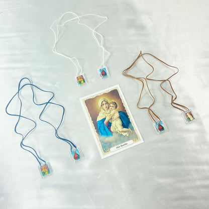 ESCAPULÁRIO CORDINHA MÃE RAINHA E SAGRADO CORAÇÃO DE JESUS (12 UNIDADES)