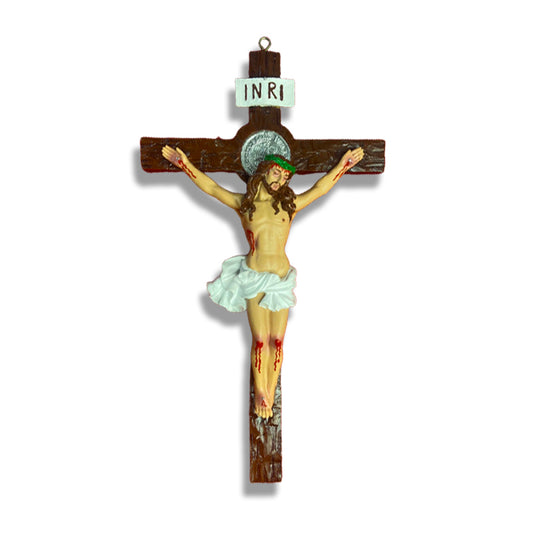 CRUCIFIXO DE RESINA NACIONAL PAREDE 41CM (1 UNIDADE)
