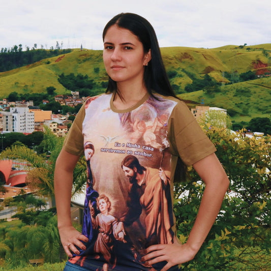 CAMISETA MARROM CLARO SAGRADA FAMÍLIA G (1 UNIDADE)