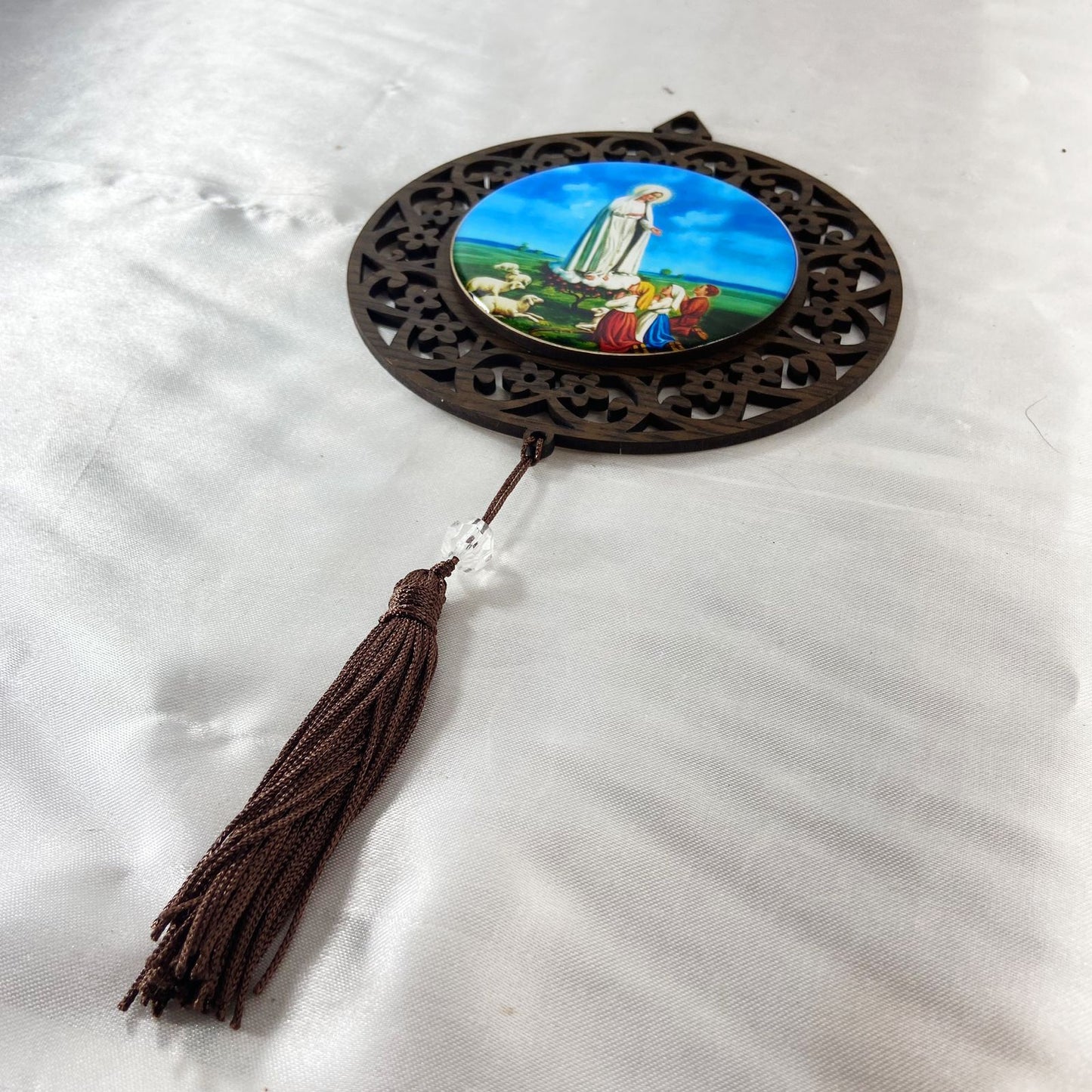 MANDALA MDF TABACO NOSSA SENHORA DE FÁTIMA 26CM (1 UNIDADE)