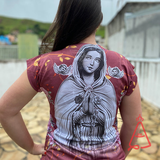 CAMISETA RELIGIOSA NOSSA SENHORA DA ROSA MÍSTICA TAMANHO:G (1 UNIDADE)