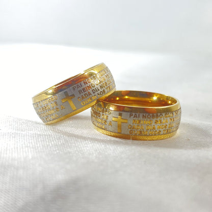 ANEL DOURADO ORAÇÃO PAI NOSSO MOD3 (36 UNIDADES)