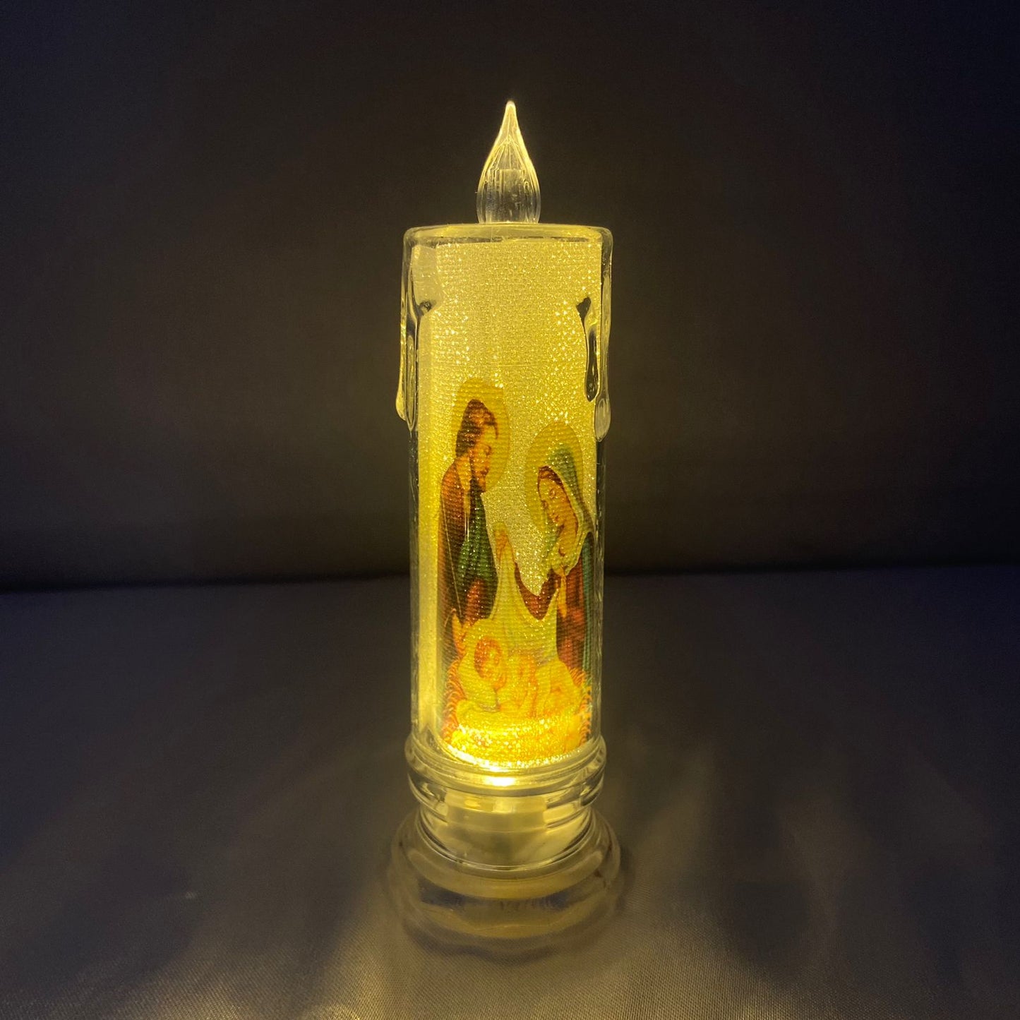 VELA ELETRÔNICA TRANSPARENTE SAGRADA FAMÍLIA 15CM (1 UNIDADE)