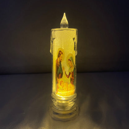 VELA ELETRÔNICA TRANSPARENTE SAGRADA FAMÍLIA 15CM (1 UNIDADE)
