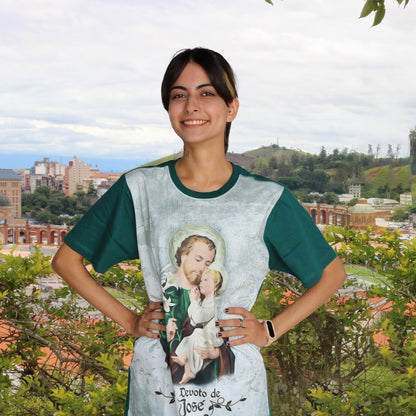 CAMISETA VERDE ESCURO SÃO JOSÉ  TAMANHO P  (1 UNIDADE)