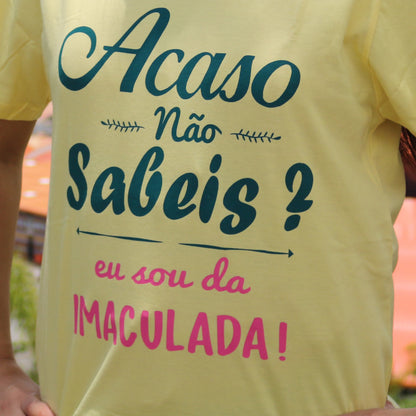 CAMISETA AMARELA EU SOU DA IMACULADA TAMANHO M (1 UNIDADE)