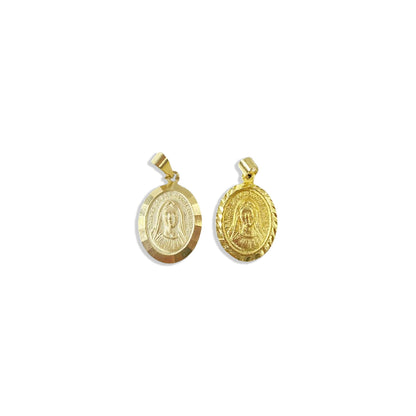 PINGENTE DOURADO OVAL NOSSA SENHORA DE MEDJUGORJE (4 UNIDADES)