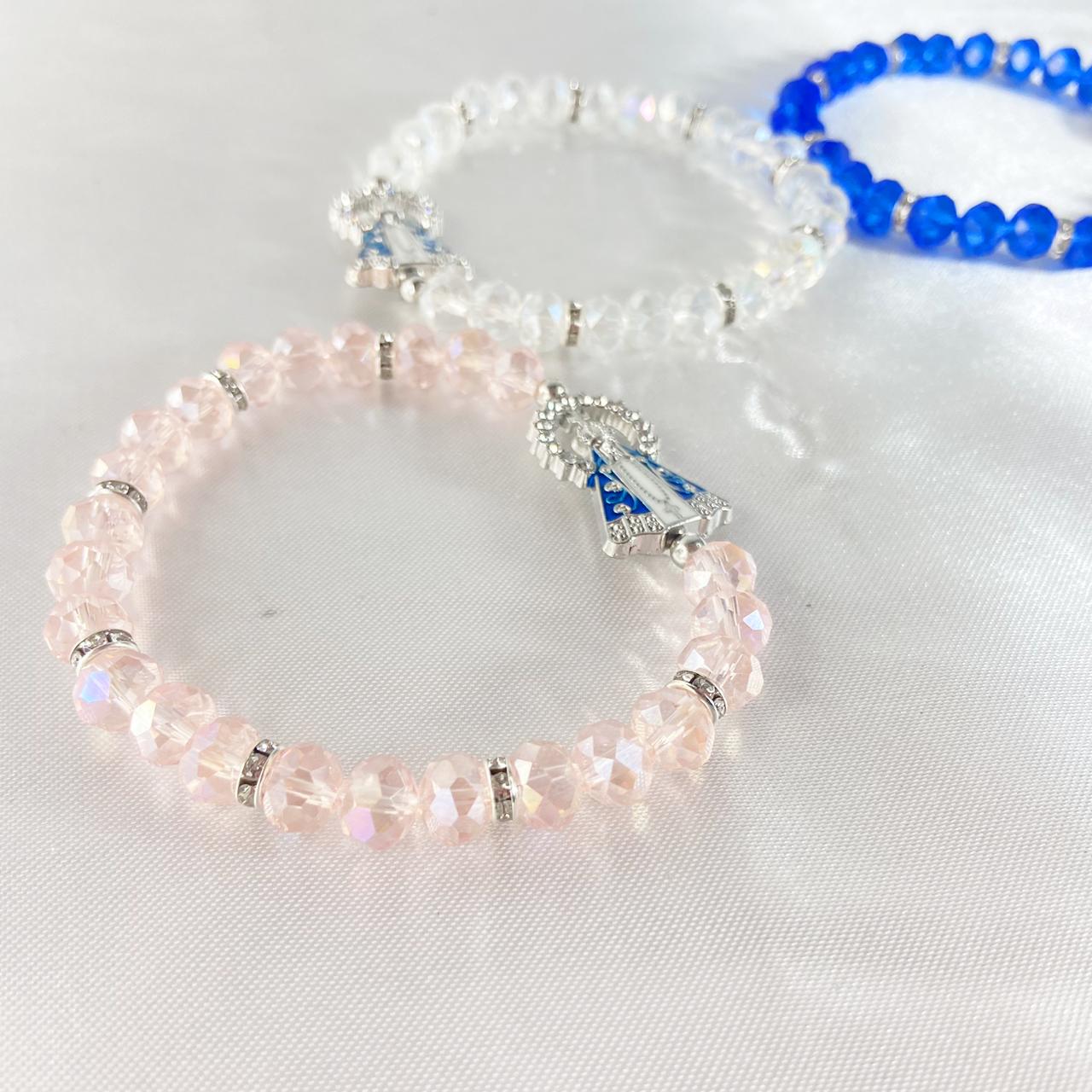 PULSEIRA CRISTAL NOSSA SENHORA APARECIDA CORES SORTIDAS (12 UNIDADES)