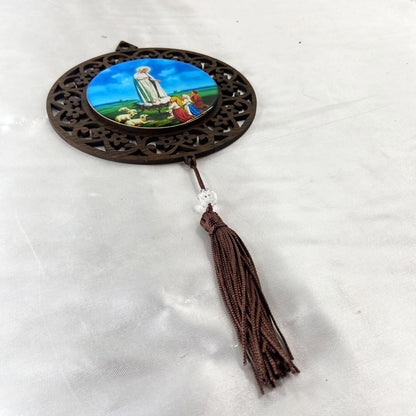 MANDALA MDF TABACO NOSSA SENHORA DE FÁTIMA 26CM (1 UNIDADE)