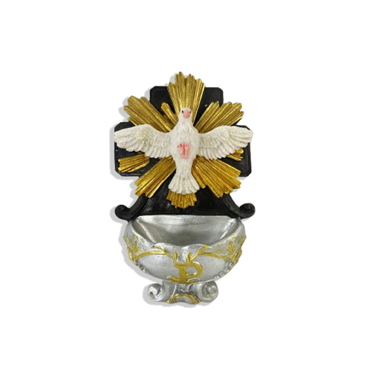 PORTA AGUA BENTA RESINA IMPORTADA DIVINO ESPÍRITO SANTO 16,5CM (1 UNIDADE)