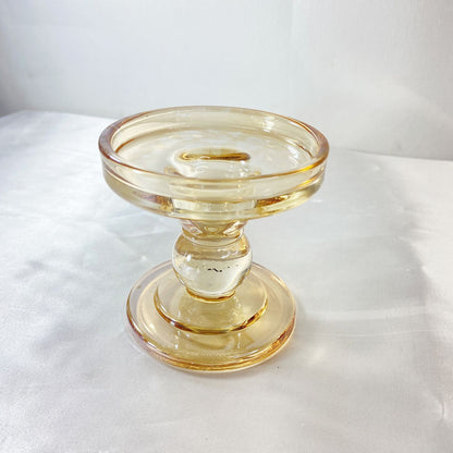 CASTIÇAL DE VIDRO BEGE 8,5CM (1 UNIDADE)