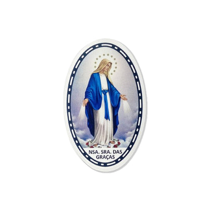 ADESIVO OVAL NOSSA SENHORA DAS GRAÇAS 13x08 (3 UNIDADES)