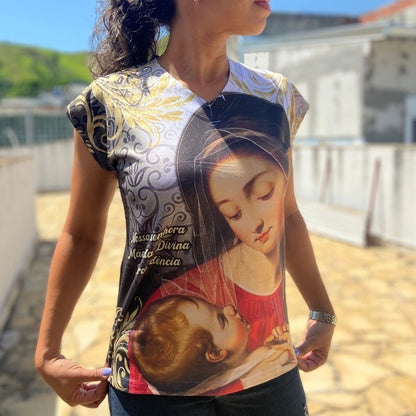 CAMISETA RELIGIOSA NOSSA SENHORA MÃE DA DIVINA PROVIDÊNCIA TAMANHO:GG (1 UNIDADE)