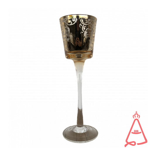 CASTIÇAL DE VIDRO GOLD 25CM (1 UNIDADE)