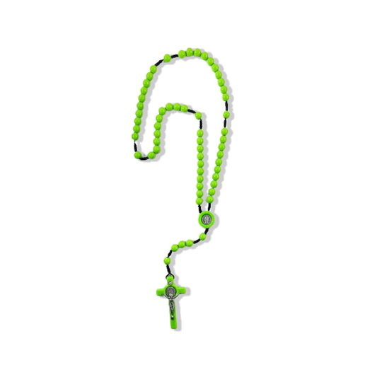 TERÇO MEDALHA DE SÃO BENTO VERDE MOD 2 8MM (6 UNIDADES)