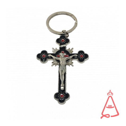 CHAVEIRO PRATA CRUCIFIXO PRETO (3 UNIDADES)