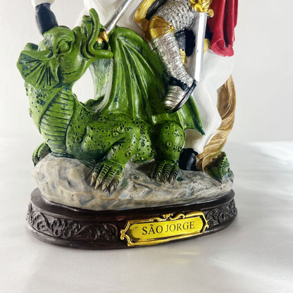 IMAGEM DE RESINA IMPORTADA SÃO JORGE 20CM (1 UNIDADE)