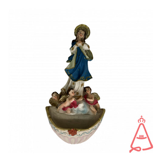 PORTA AGUA BENTA RESINA IMPORTADA IMACULADA CONCEIÇÃO 16,5CM (1 UNIDADE)