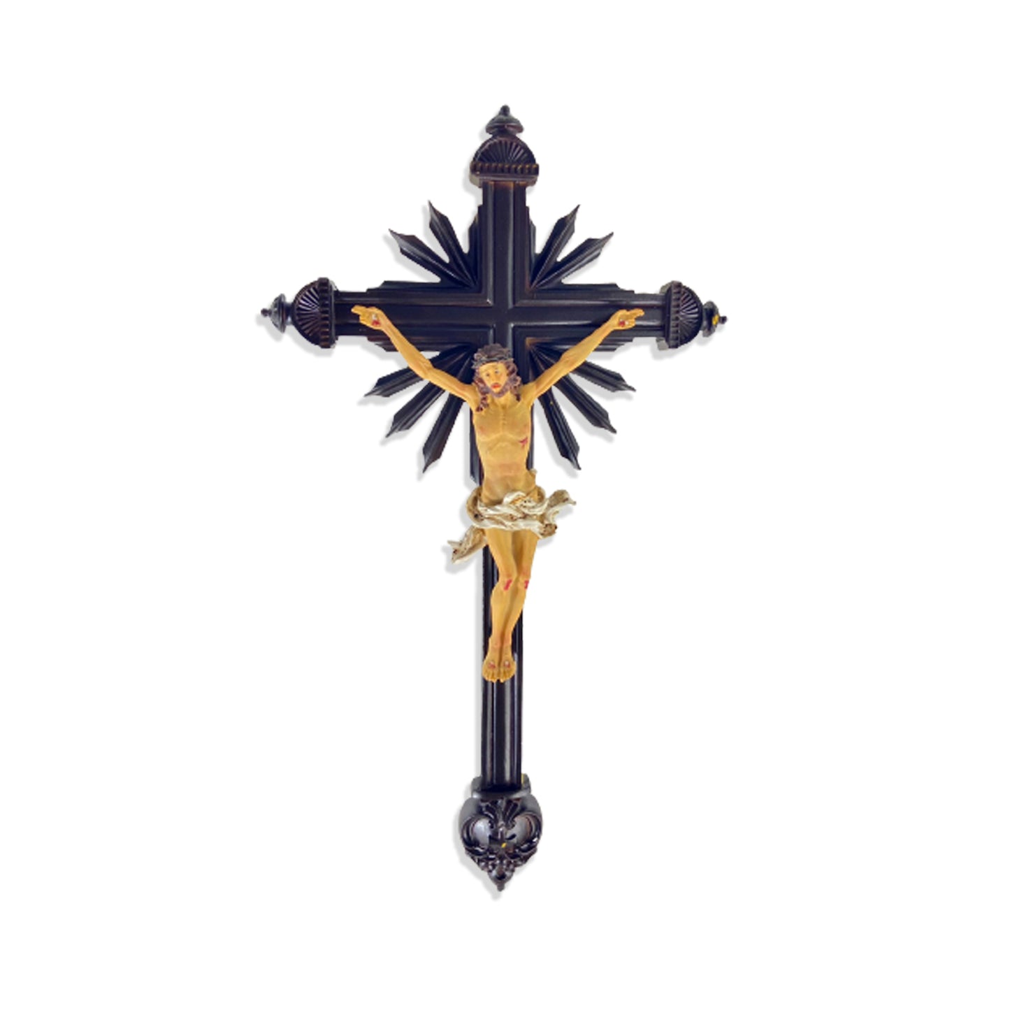 CRUCIFIXO DE RESINA IMPORTADA PAREDE MOD2 45CM (1 UNIDADE)