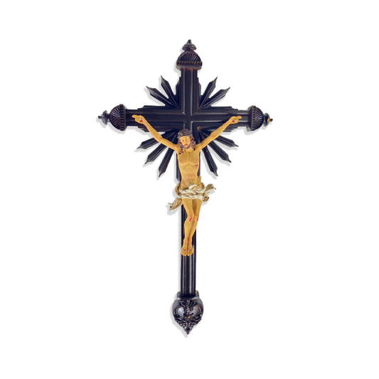 CRUCIFIXO DE RESINA IMPORTADA PAREDE MOD2 45CM (1 UNIDADE)