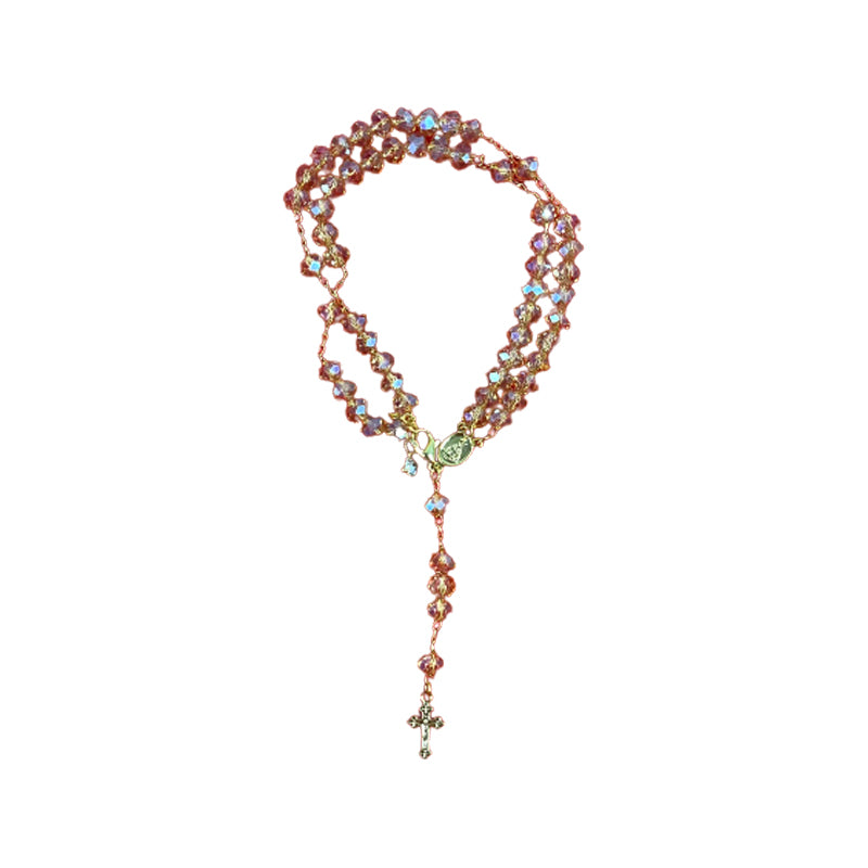 TERÇO PULSEIRA CRISTAL PALHA (3 UNIDADES)