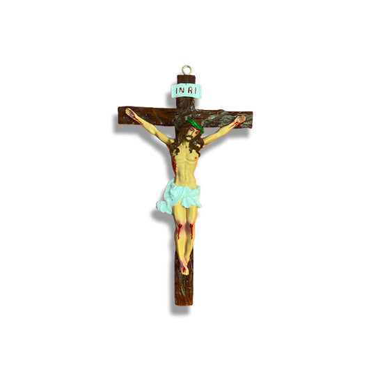 CRUCIFIXO DE RESINA NACIONAL PAREDE 27CM (1 UNIDADE)