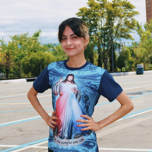 CAMISETA AZUL ROYAL JESUS MISERICORDIOSO TAMANHO PP  (1 UNIDADE)