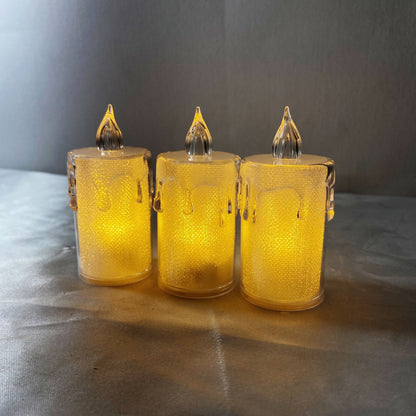 KIT VELA ELETRÔNICA TRANSPARENTE DERRETIDA 08CM (3 UNIDADES)