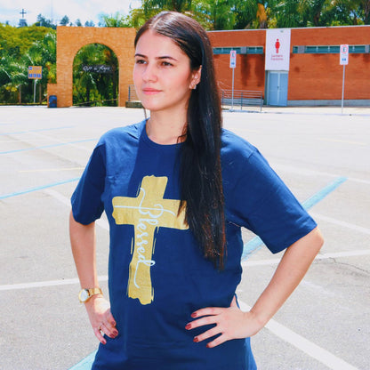 CAMISETA AZUL BLESSED TAMANHO PP (1 UNIDADE)