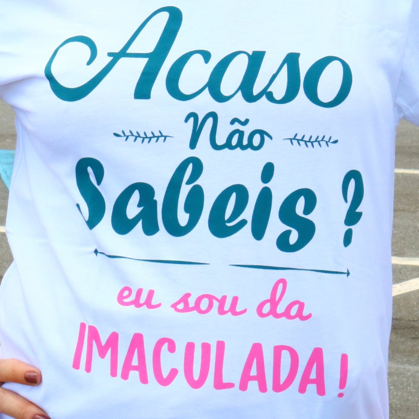 CAMISETA BRANCA EU SOU DA IMACULADA TAMANHO PP (1 UNIDADE)