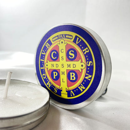 KIT LATA COM VELA AROMATIZADA MEDALHA SÃO BENTO (3 UNIDADES)