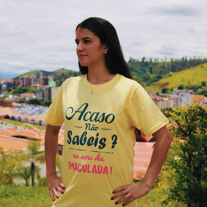 CAMISETA AMARELA EU SOU DA IMACULADA TAMANHO M (1 UNIDADE)