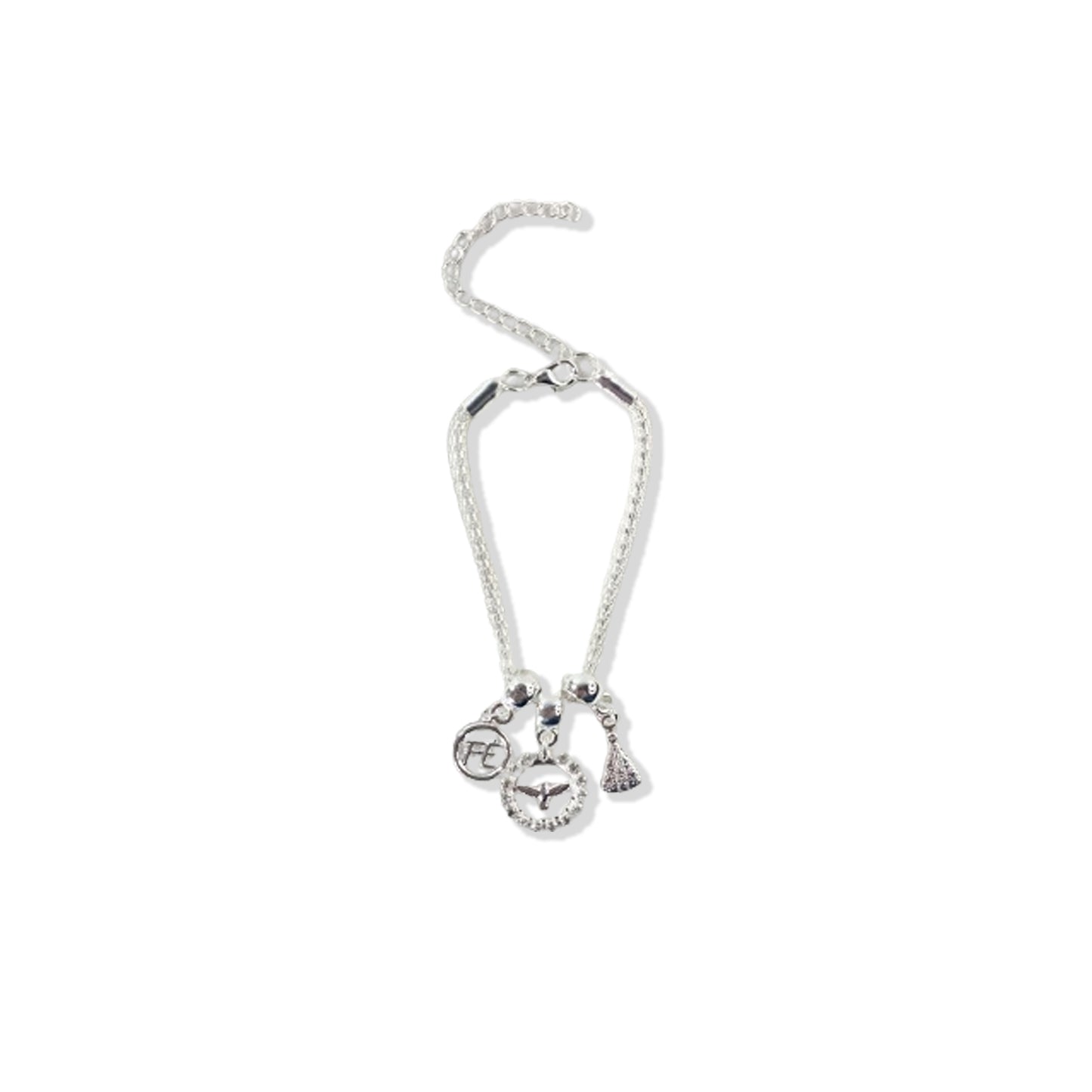 PULSEIRA NÍQUEL REDONDO DIVINO ESPIRITO SANTO COM STRASS BRANCO (6 UNIDADES)