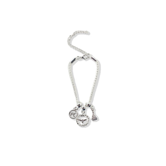 PULSEIRA NÍQUEL REDONDO DIVINO ESPIRITO SANTO COM STRASS BRANCO (6 UNIDADES)