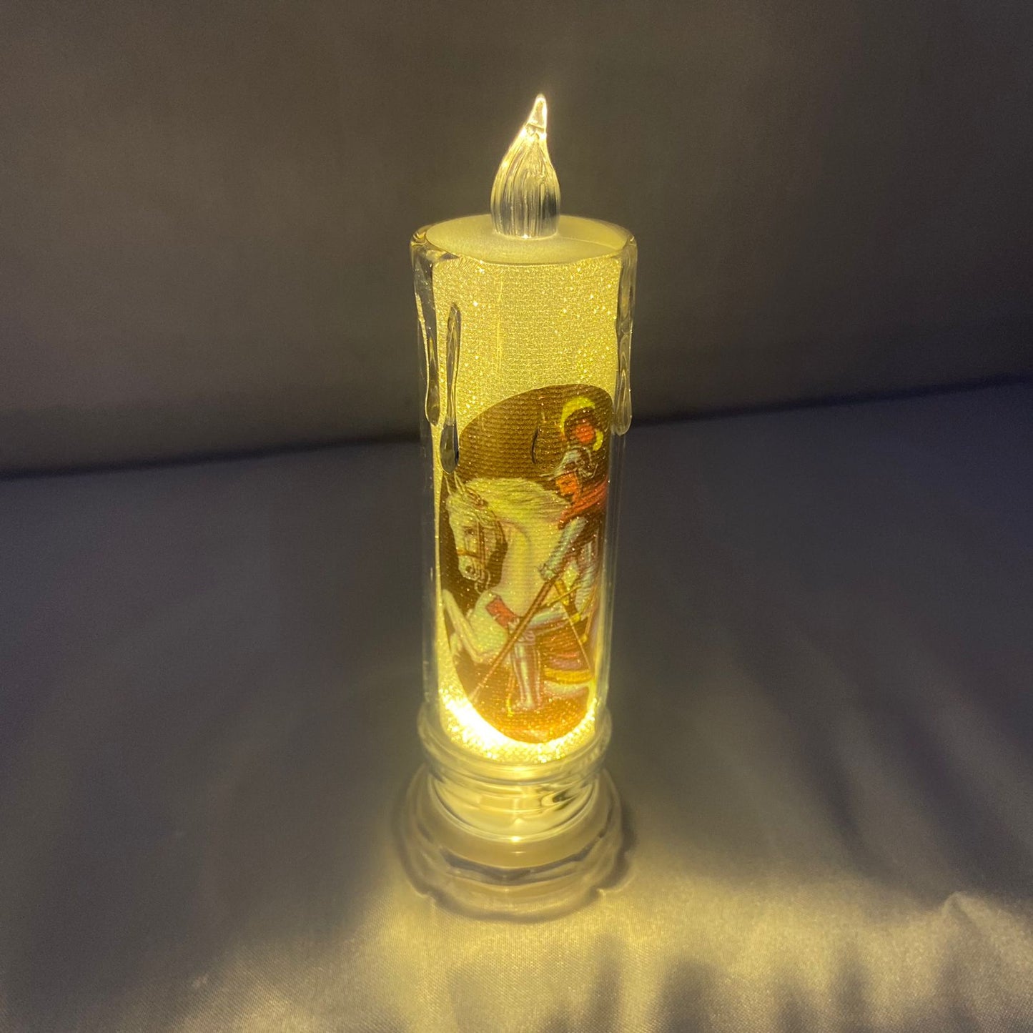 VELA ELETRÔNICA TRANSPARENTE SÃO JORGE 15CM (1 UNIDADE)