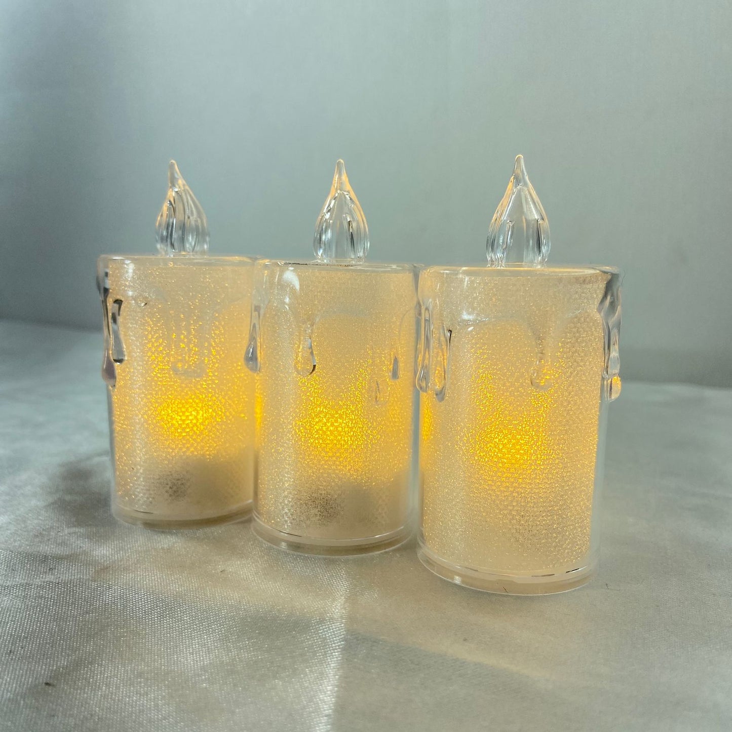 KIT VELA ELETRÔNICA TRANSPARENTE DERRETIDA 08CM (3 UNIDADES)