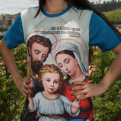 CAMISETA AZUL  SAGRADA FAMÍLIA TAMANHO GG (1 UNIDADE)