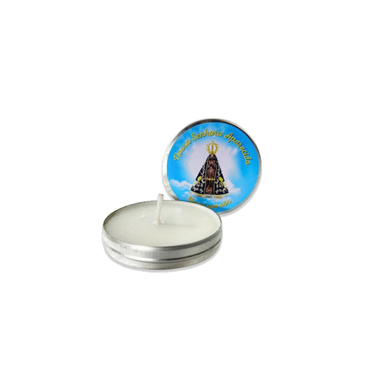 KIT LATA COM VELA AROMATIZADA NOSSA SENHORA APARECIDA (3 UNIDADES)