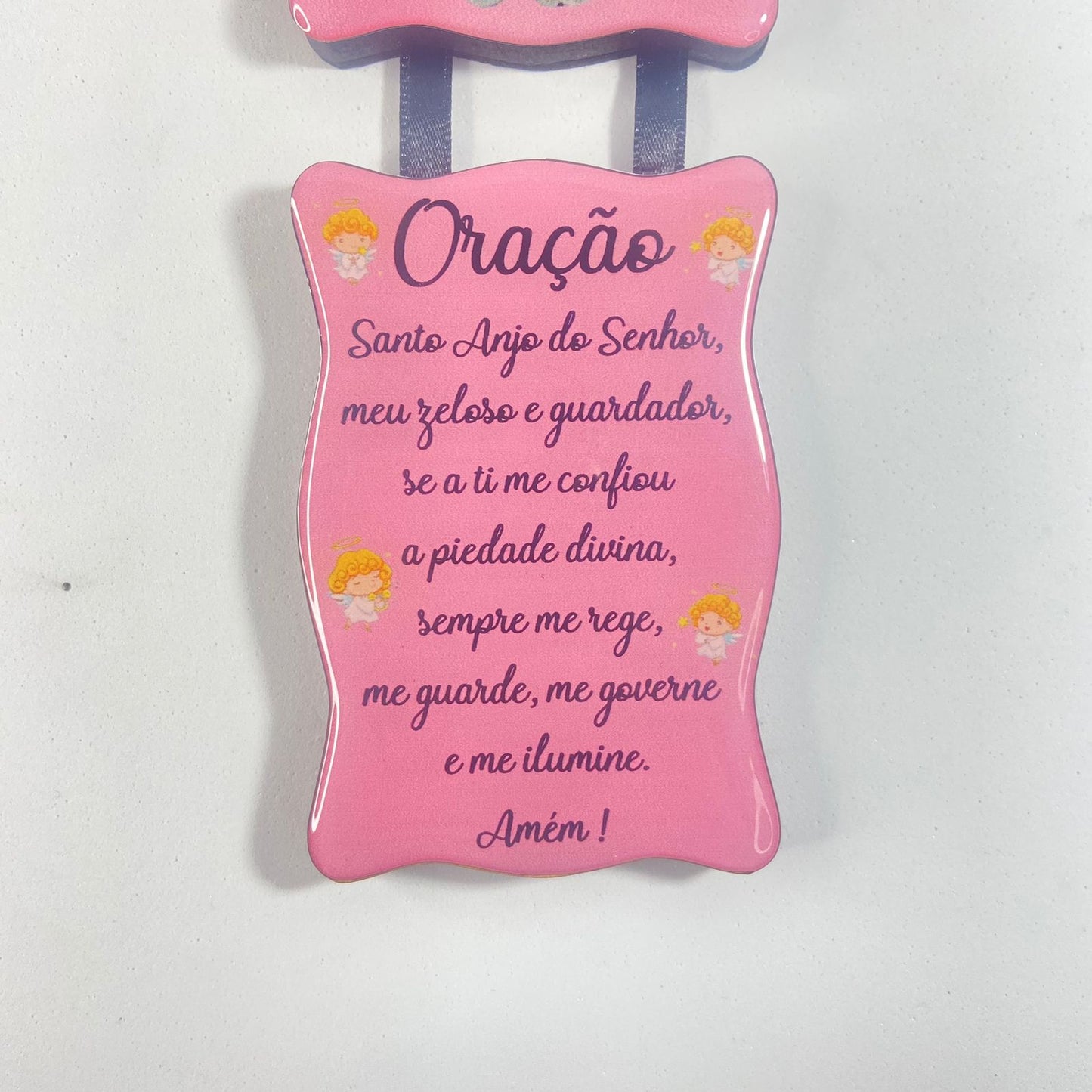 ADORNO DUPLO QUADRADO FITA ANJINHO ROSA (1 UNIDADE)